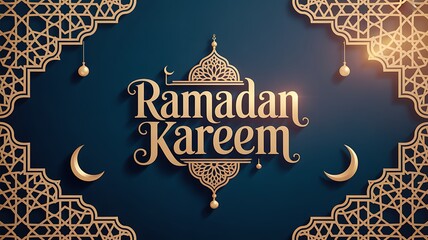Elegant ramadan kareem design with golden islamic art elements