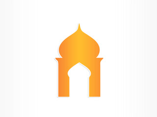 Obraz premium Simple orange Islamic arch design symbolizing mosque architecture and cultural heritage in Middle Eastern and South Asian traditions.