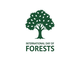Obraz premium Celebrating International Day of Forests with a majestic tree illustration symbolizing conservation and nature