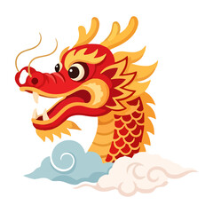 Chinese Dragon Head Illustration Lunar New Year Symbol