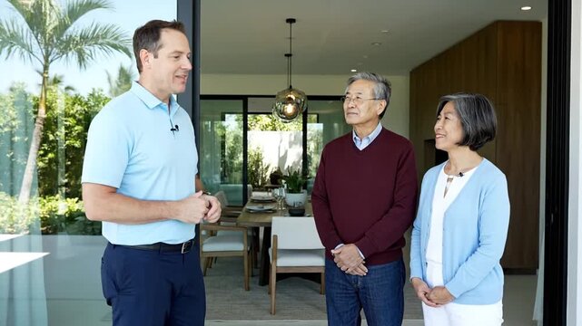 Realtor shows home to couple.