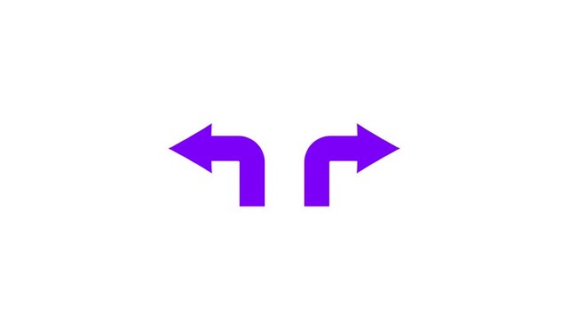 Two Purple Arrows Pointing Left and Right on White Background direction
