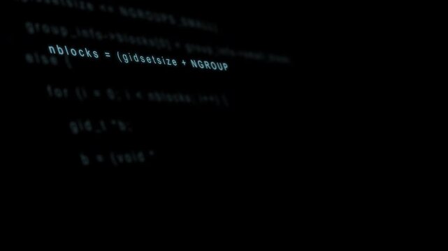 PNG Alpha.Dark computer with mysterious blurry programming code