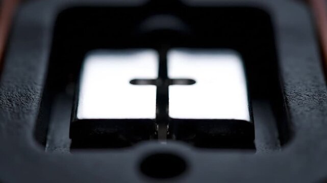 Macro view of a mechanical keyboard switch mechanism in action