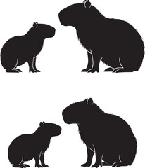 Silhouette of capybaras in two different poses