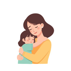 Obraz premium Mother Hugging Sad Child Comforting Embrace