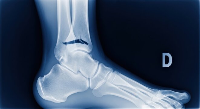 Ankle X-ray Showing a Fracture of the Fibula.