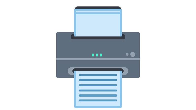 Printer machine animation with a background that can be changed to chroma key 