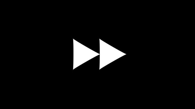 Two white forward arrows on black background fast forward next
