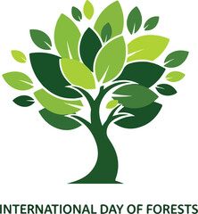 Obraz premium Celebrating International Day of Forests A Vibrant Vector Illustration of a Tree for Awareness