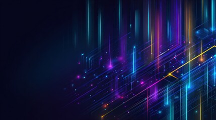 A vibrant abstract digital background featuring colorful streaks and glowing particles, evoking a sense of technology and innovation.