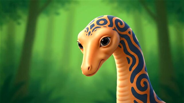 Animated Dinosaur in Forest Environment Scene.