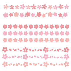 春を演出する桜のイラストのライン装飾素材セット。