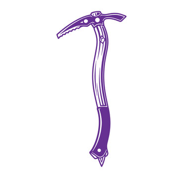 Purple ice axe climbing tool for mountaineering and glacier travel equipment