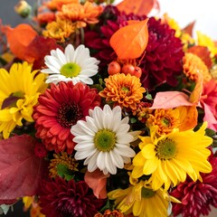 Vibrant autumn bouquet close-up