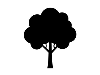 A lush tree silhouette representing environmental health and the strength of nature, designed as a versatile landscape icon for ecological branding isolated on transparent background.