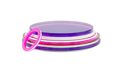 Stacked Transparent Disks with Pink Ring