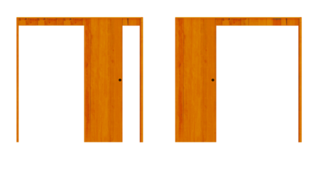 Shoved internal wooden doors, red-tree. On isolated transparent background.