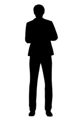 Businessman crossing arms png silhouette clipart on transparent background