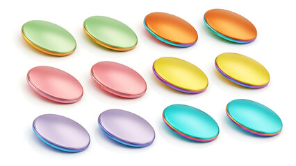Twelve Oval Shaped Objects In Pastel Colors green