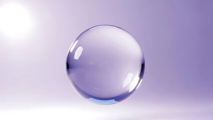 Transparent sphere with purple and white reflections