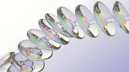 Stacked glass lenses with rainbow light refractions