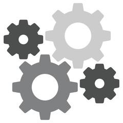 Fototapeta premium Flat gears cog icon for settings, process, and system mechanism.