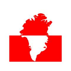 Greenland Silhouette: A bold and striking abstract representation of Greenland, rendered in contrasting red and white, symbolizing the stark beauty of its icy landscapes.