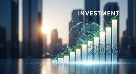Investment 2026 Digital Graph Over City Skyline