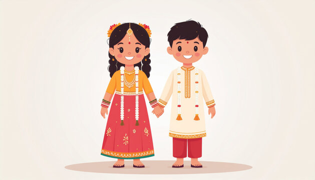Baba Marta Day Children Illustration Vector Kids Wearing Martenitsa Bracelets