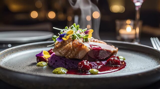Gourmet dish presentation fine dining cuisine culinary arts plating