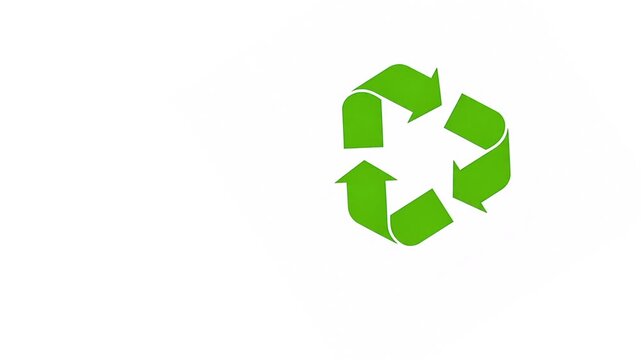 Green Recycle Symbol on White Background.