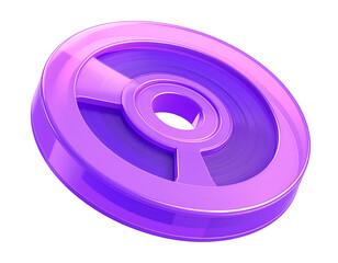Shiny, purple, circular abstract object with a central hole and spokes