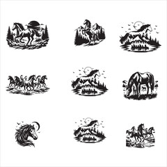 Running Horse SVG Rustic Mustang Bundle