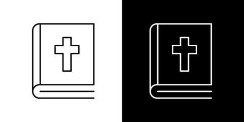 Obraz premium Christian Cross on Book Icon Vector Illustration, Religious Symbol of Faith and Hope
