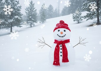 Obraz premium Snowman in a Winter Wonderland - A Festive Holiday Scene.