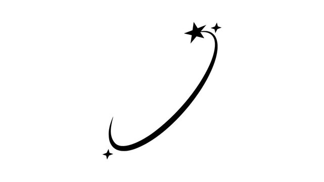 Minimalist Black Star Orbit Design on White Background.