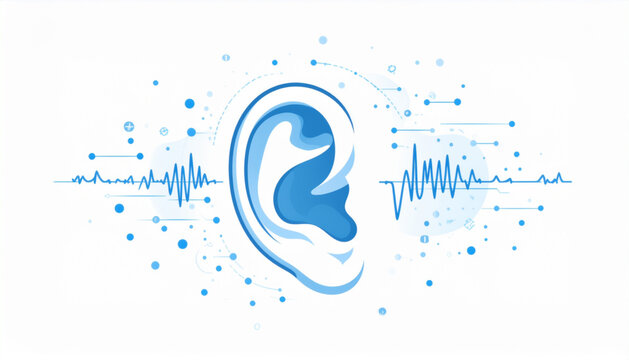 World Hearing Day Vector Illustration Ear Icon with Sound Waves