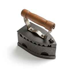 Antique Iron with Wooden Handle - A Relic of the Past.