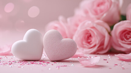 Fototapeta premium Valentine romance hearts and roses still life