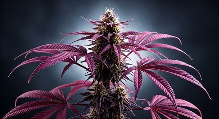 Close-up of a Vibrant Purple Cannabis Plant in Full Bloom.