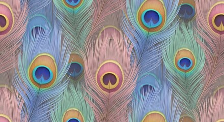 Obraz premium Exotic Peacock Feather Pattern with Iridescent Hues and Intricate Eye Designs