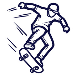 Skateboarder performing trick in action vector illustration suitable for apparel design and branding