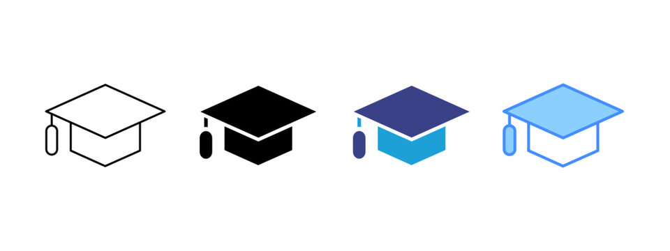 Graduation icon set multiple style collection