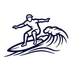 Surfer riding a wave in the ocean silhouette illustration design for apparel and branding