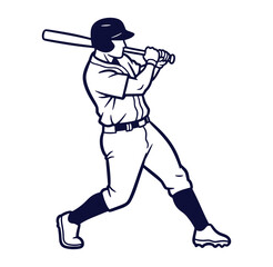 Vector illustration of a baseball player swinging a bat in a dynamic pose