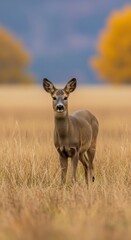 Alert Deer in Autumn Meadow - A Portrait of Wildlife.