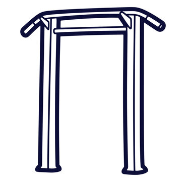 Vector outline illustration of a simple outdoor calisthenics pull up bar for fitness workouts