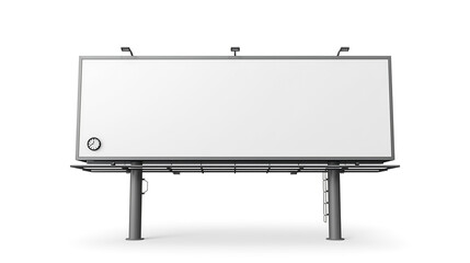 Obraz premium Large outdoor billboard features a wide horizontal format with an empty black display surface and a small analog clock embedded on the left side. It is set against a pure white background.