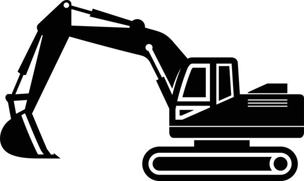 Excavator Icon Silhouette. Transparent background	
 png